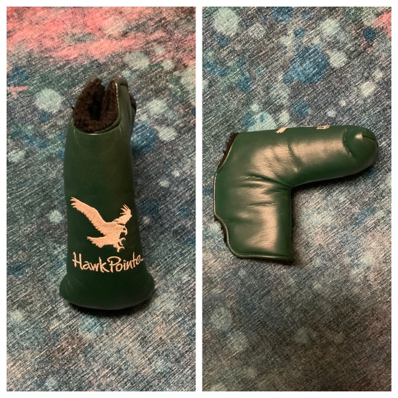 *SOLD* Hawk Pointe Golf Club Logo Green & White Putter Headcover (Blade) - Picture 1 of 3